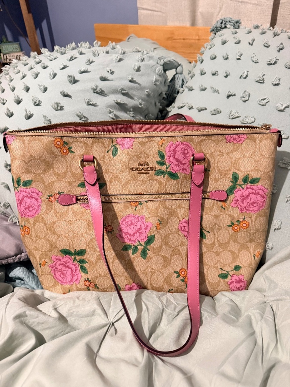 Coach tote bag in Signature Canvas with Prairie rose print